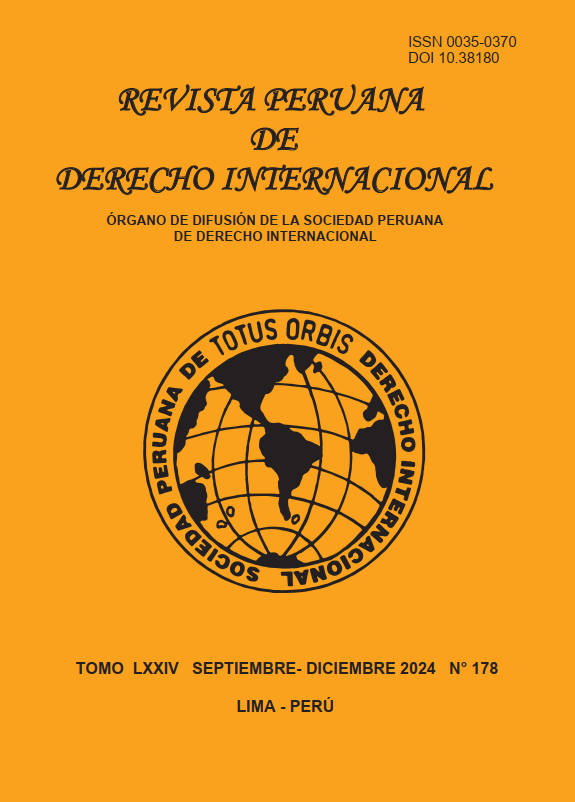 					Ver Núm. 178 (2024): Tomo LXXIV Septiembre - Diciembre 2024 No. 178 Revista Peruana de Derecho Internacional
				